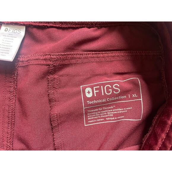 FIGS Men's Slim Axim Cargo Scrub Pants in Burgundy Size XL X-Large - Picture 4 of 6